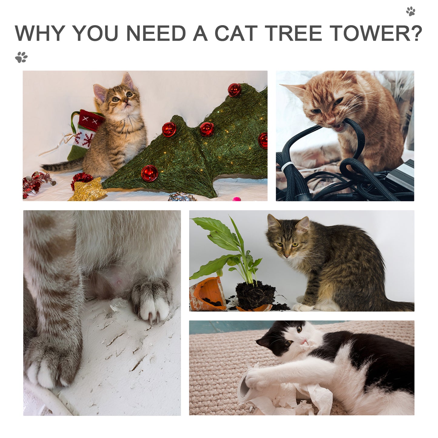 Adjustable 102-Inch Cat Tree with Multiple Platforms, Scratching Posts & Hammock - Gray