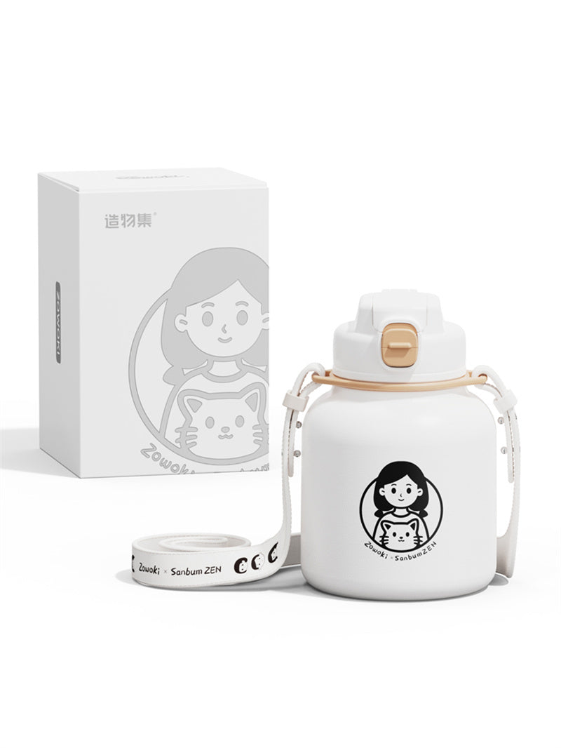 Large Capacity Cute Belly Cup - Food Grade PP and Stainless Steel Drinkware