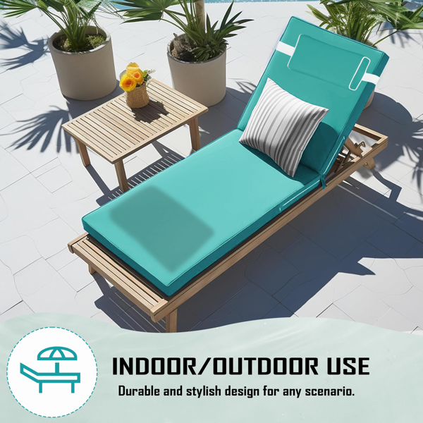 Outdoor Chaise Lounge Cushion - Waterproof & Fade-Resistant, 80x26x3 in.