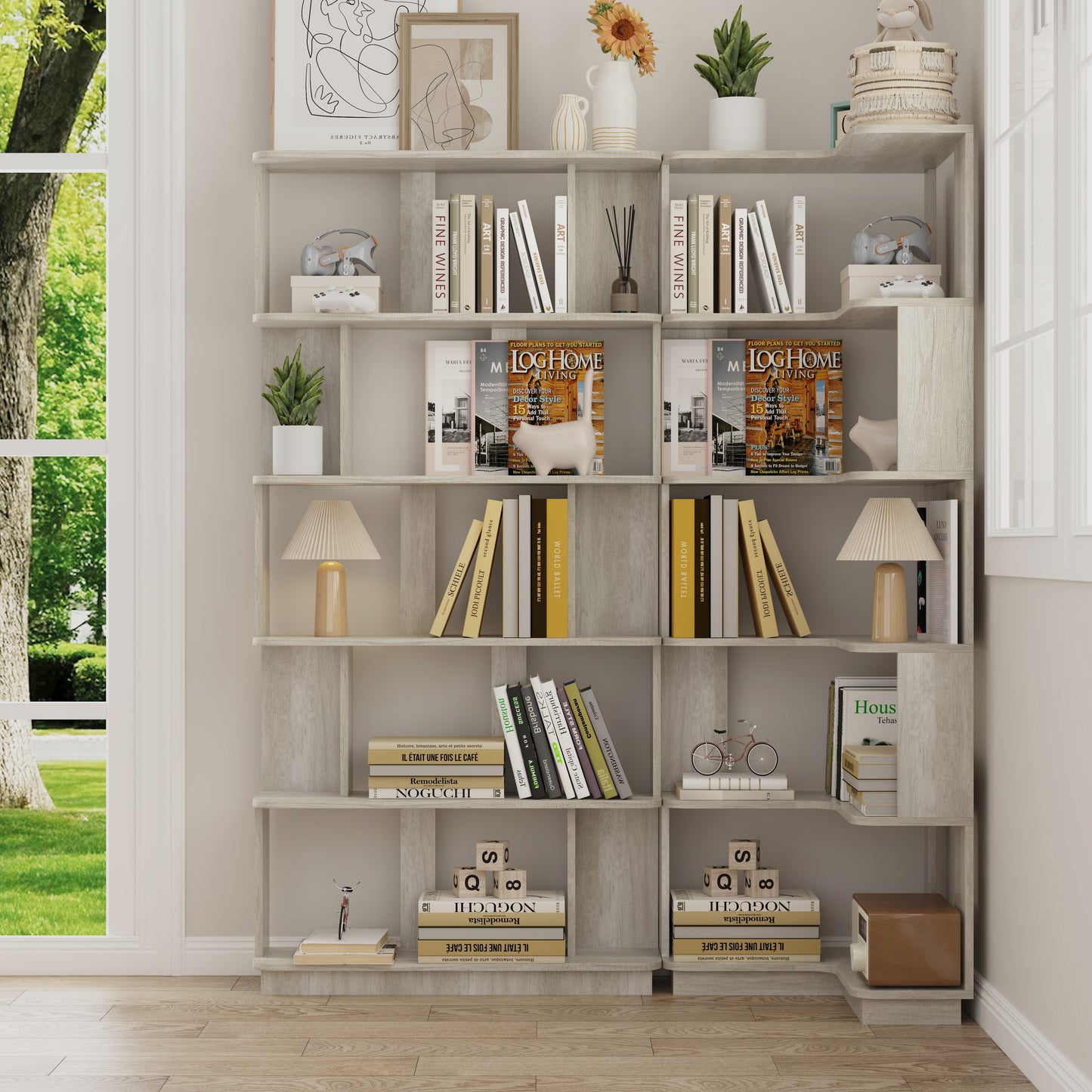 Set Of 2 Free Combination Bookcase Space Saving Corner Bookshelf 55cm