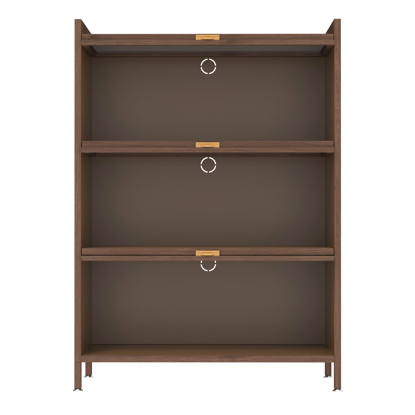 44'' Tall Metal Cabinet with 3 Flip Doors - Walnut Storage