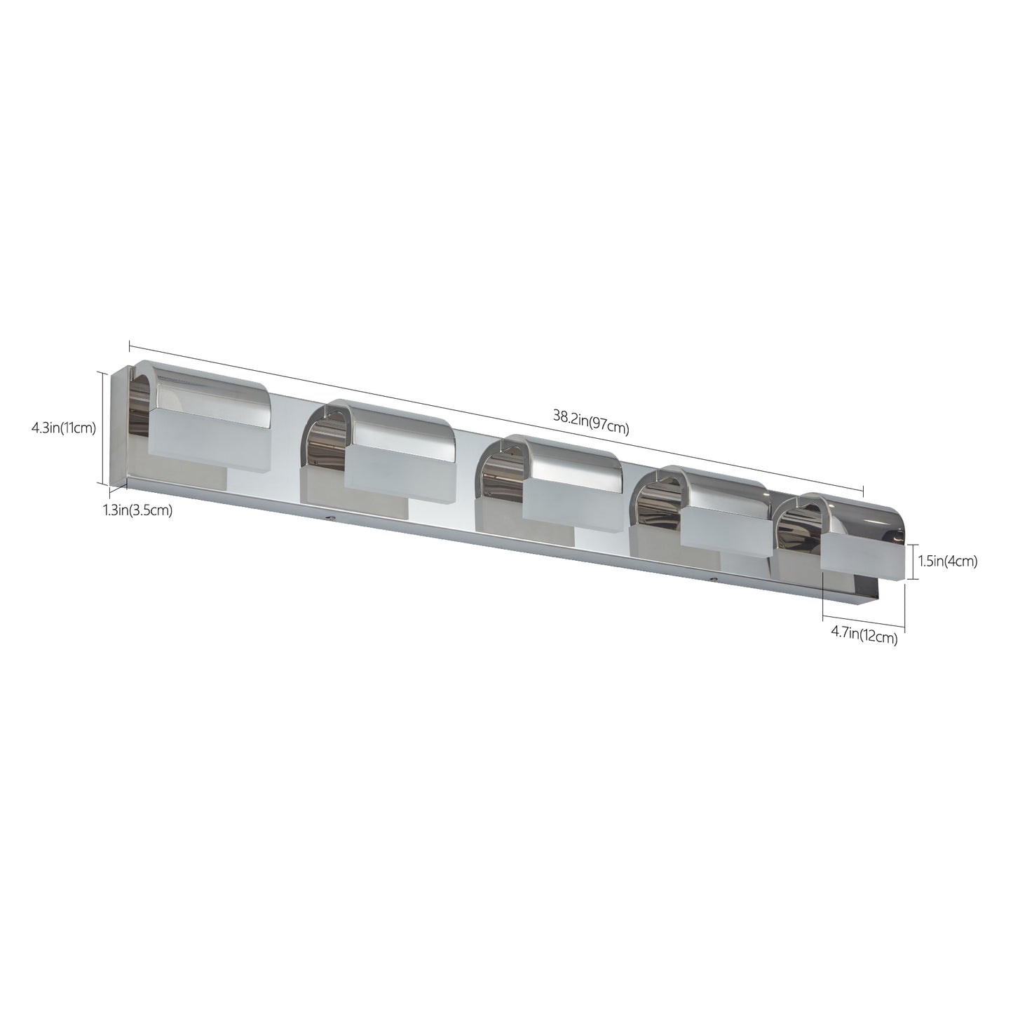 5-Light Modern LED Bathroom Vanity Lighting - Over Mirror