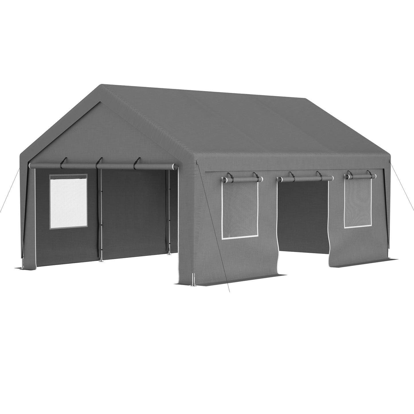 13'x20' Waterproof Canopy Tent with Roll-Up Doors - Silver