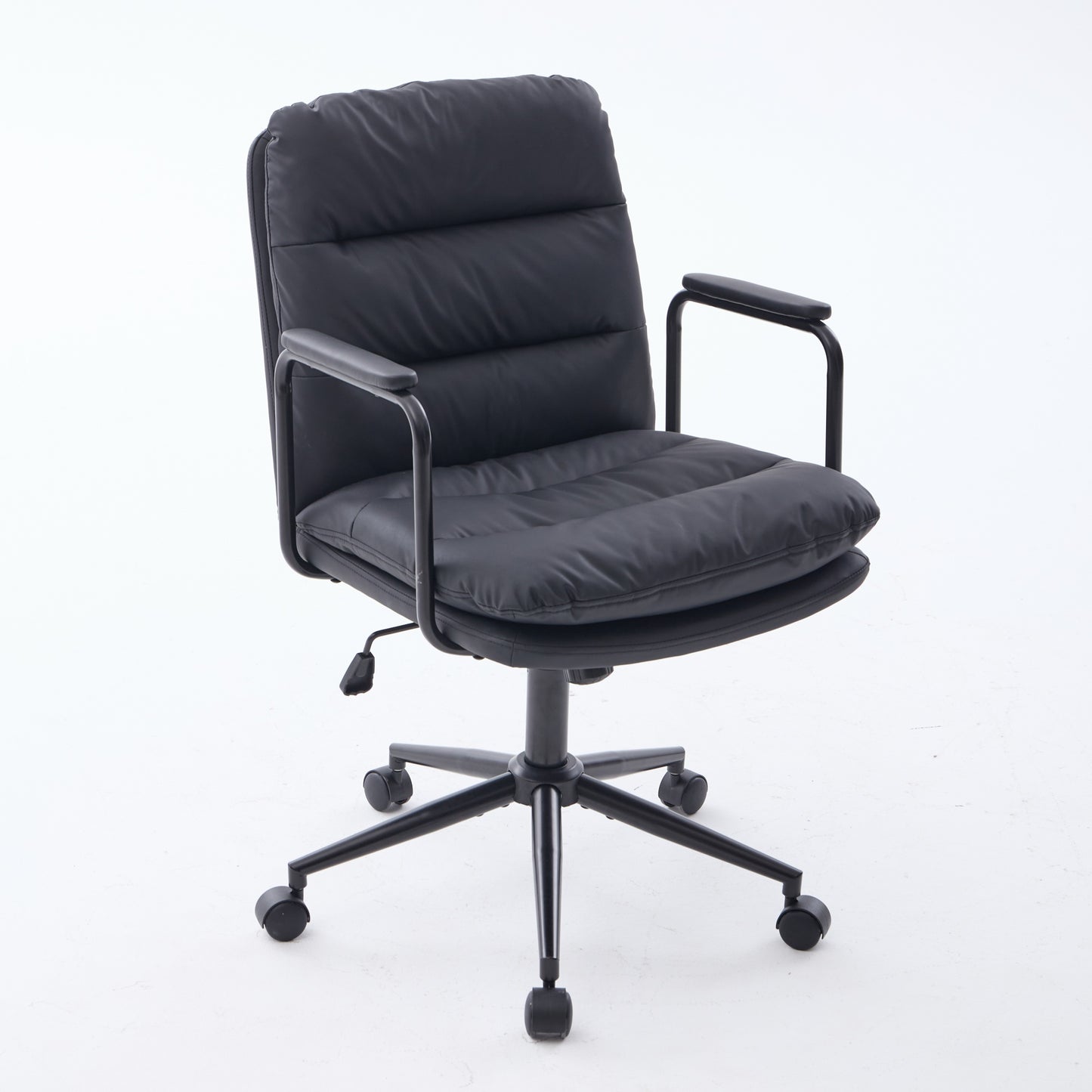 Office Chair,Mid Back Home Desk Task Chair With Wheels And Arms