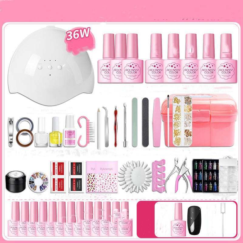 Nail Polish & Manicure Set with UV Light & Tools for Beginners, Home Use