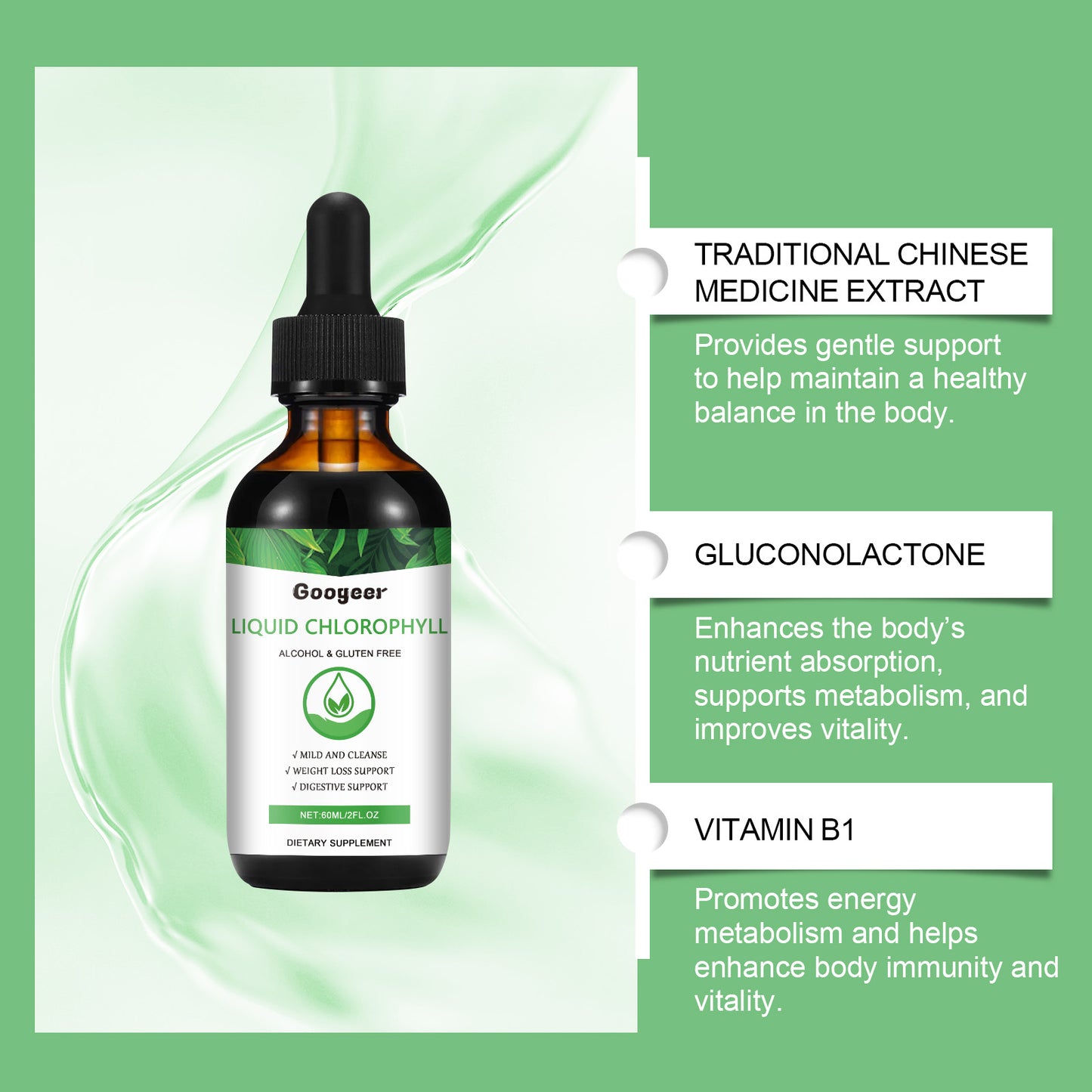 Liquid Chlorophyll Dietary Supplement - Natural Body Health Support