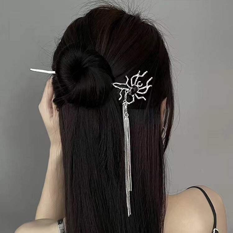 Dark Metal Spider Hairpin