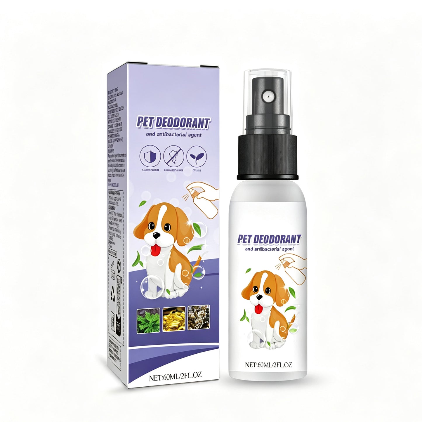 Pet Odor Eliminator Spray with Aloe & Portulaca - Non-Toxic Deodorizer for Dogs, 60ml