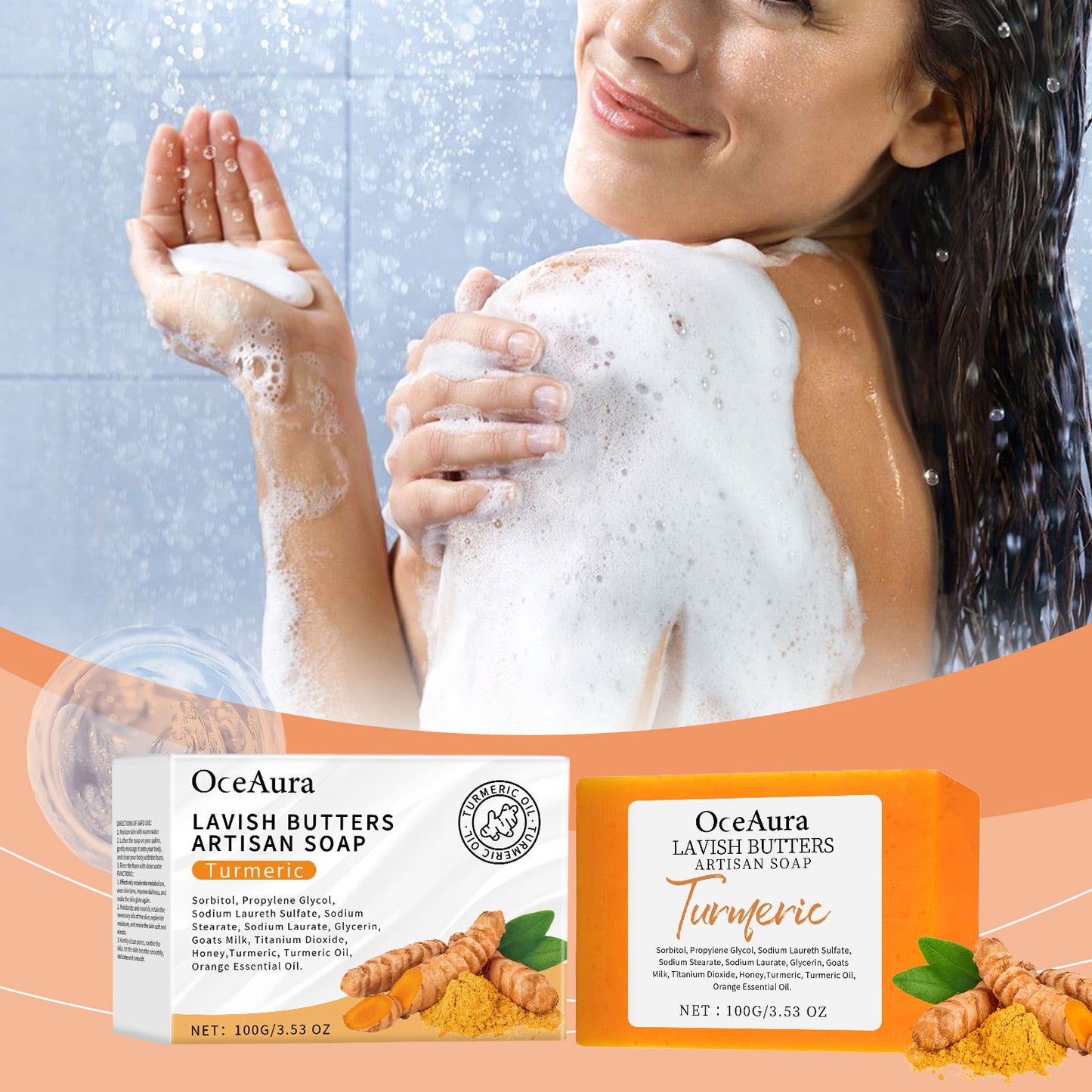 Turmeric Body Soap - Hydrating & Smoothing Skin Care Bar, 100g