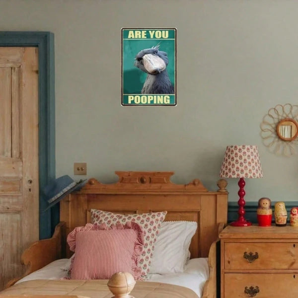 Funny Shoebill Stinkbird Metal Tin Sign - Vintage Wall Art