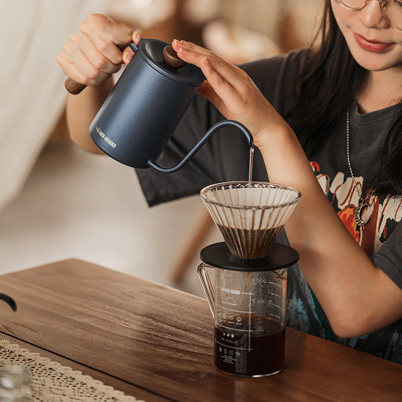 Handmade Coffee Maker with Solid Wood Handle - Planet Series Rushed Design