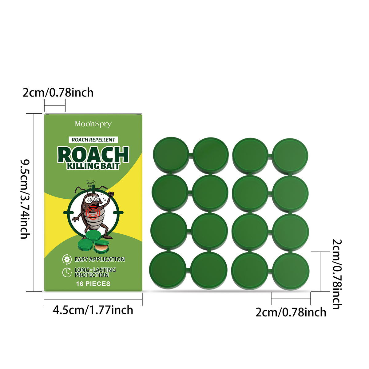 Cockroach Bait Stickers 16-Pack - Pest Control Sticky Traps for Insects