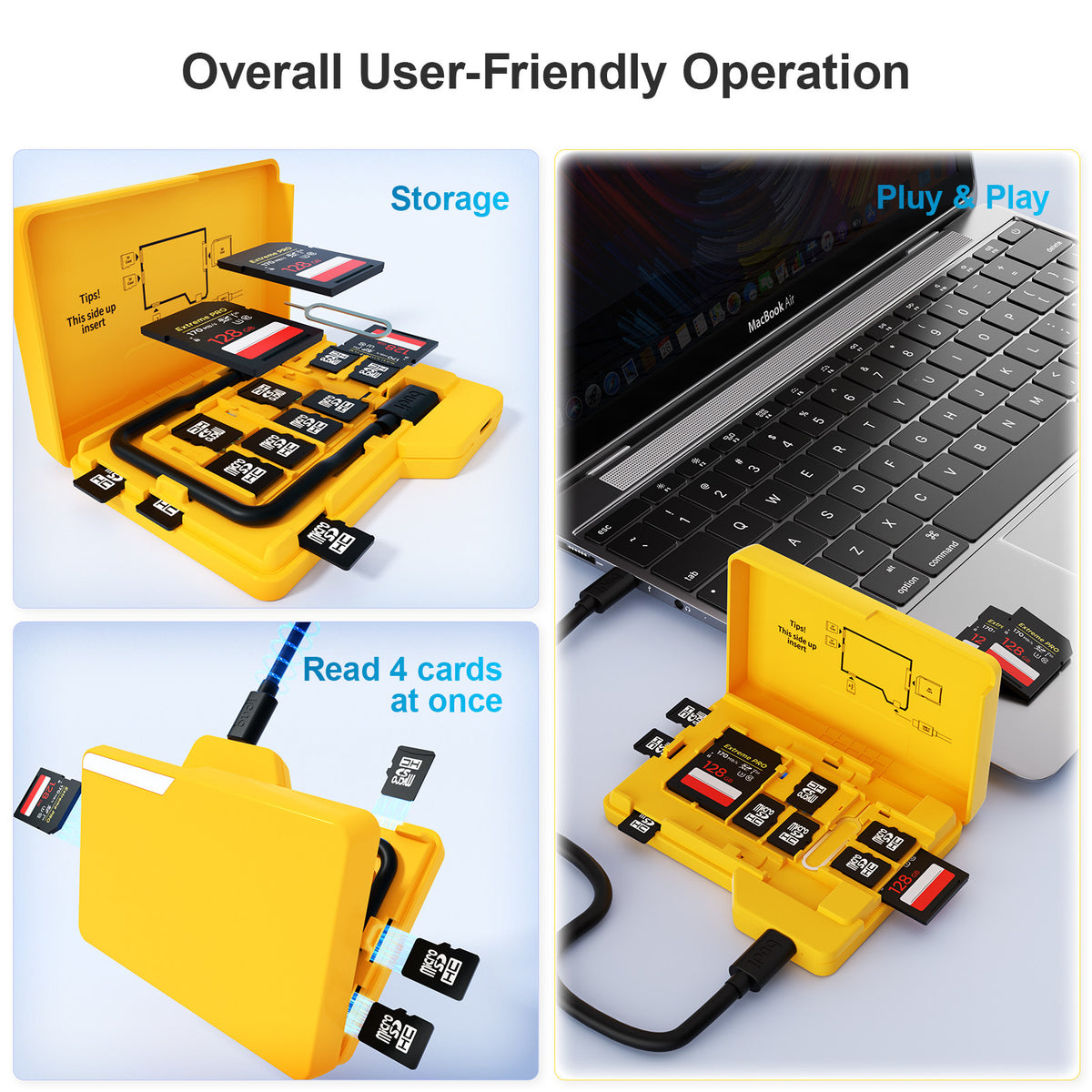 Portable Multi-System Storage Box with USB 3.0 - Yellow Home Organization