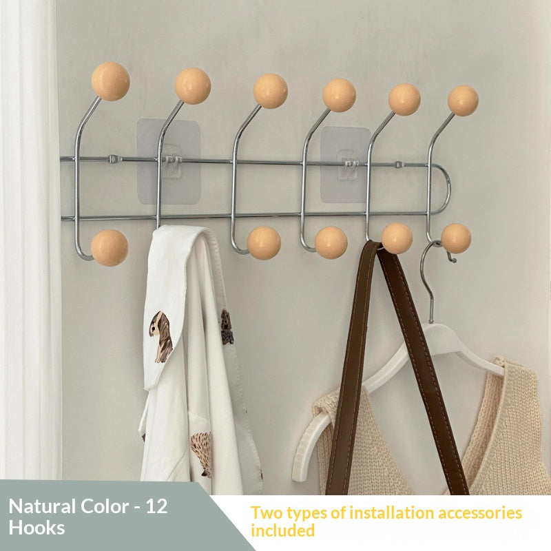 Nordic-Style Wall-Mounted Metal Coat Hook Rack - No-Drill, Modern Home Storage