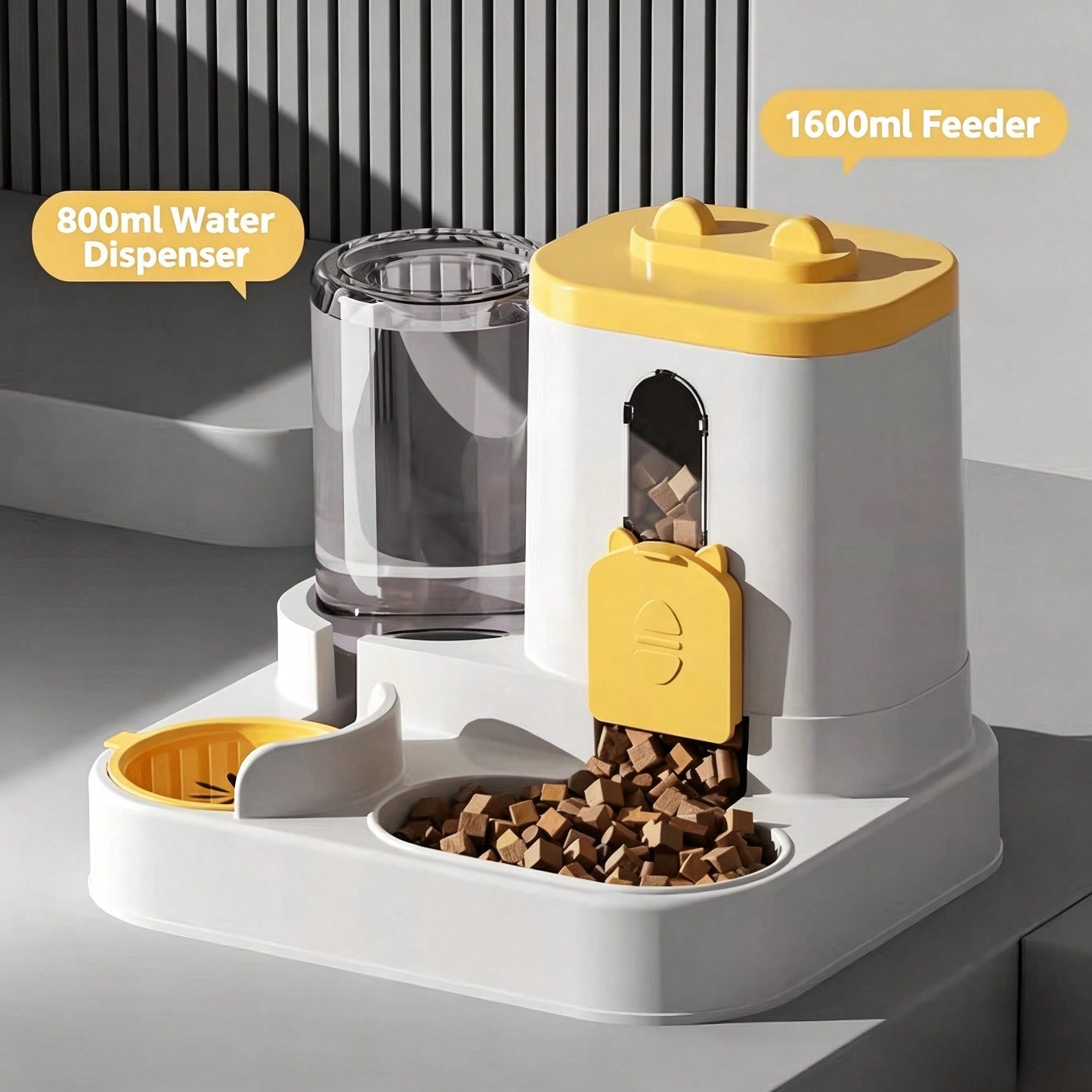 Large Capacity Gravity Pet Feeder and Water Dispenser for Cats and Small Animals