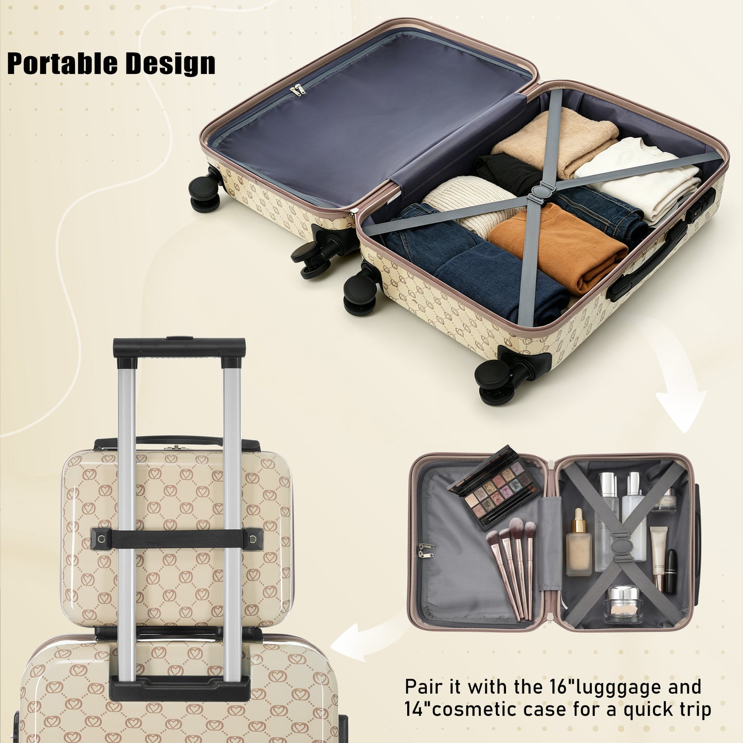 5-Piece Hardside Luggage Set with TSA Lock - Khaki