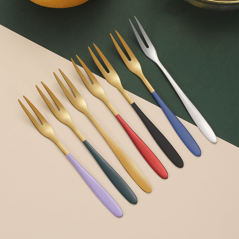 Stainless Steel Fruit Fork Set - Western Style Kitchen Dinnerware