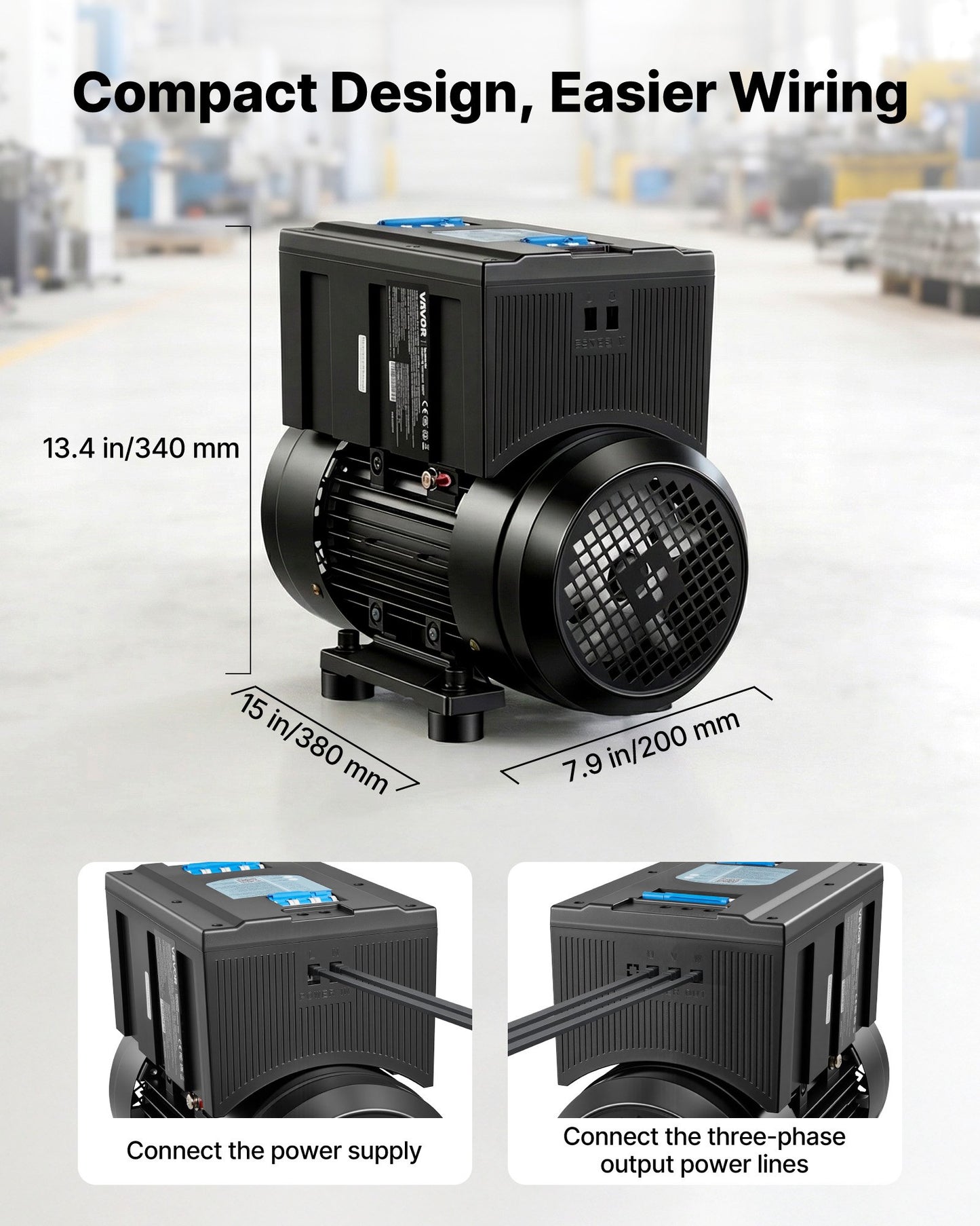 Single Phase To 3-Phase Rotary Converter 5HP 14A 208-240V Heavy-Load Power Supply