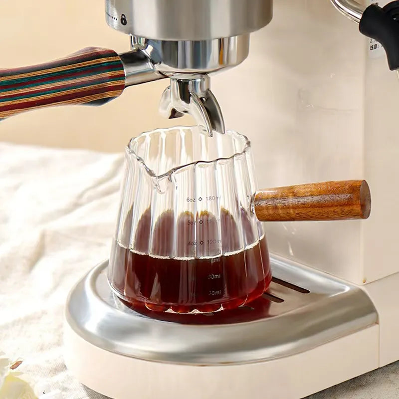 Mini 180ml Coffee Cup - Heat-Resistant Glass with Wooden Handle