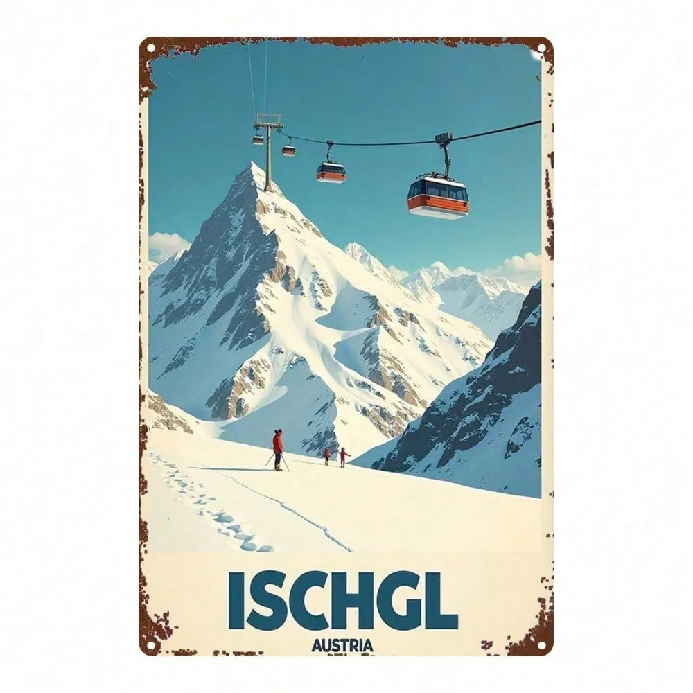 Winter Ski Resort Metal Sign - Ischgl Austria Art Decor