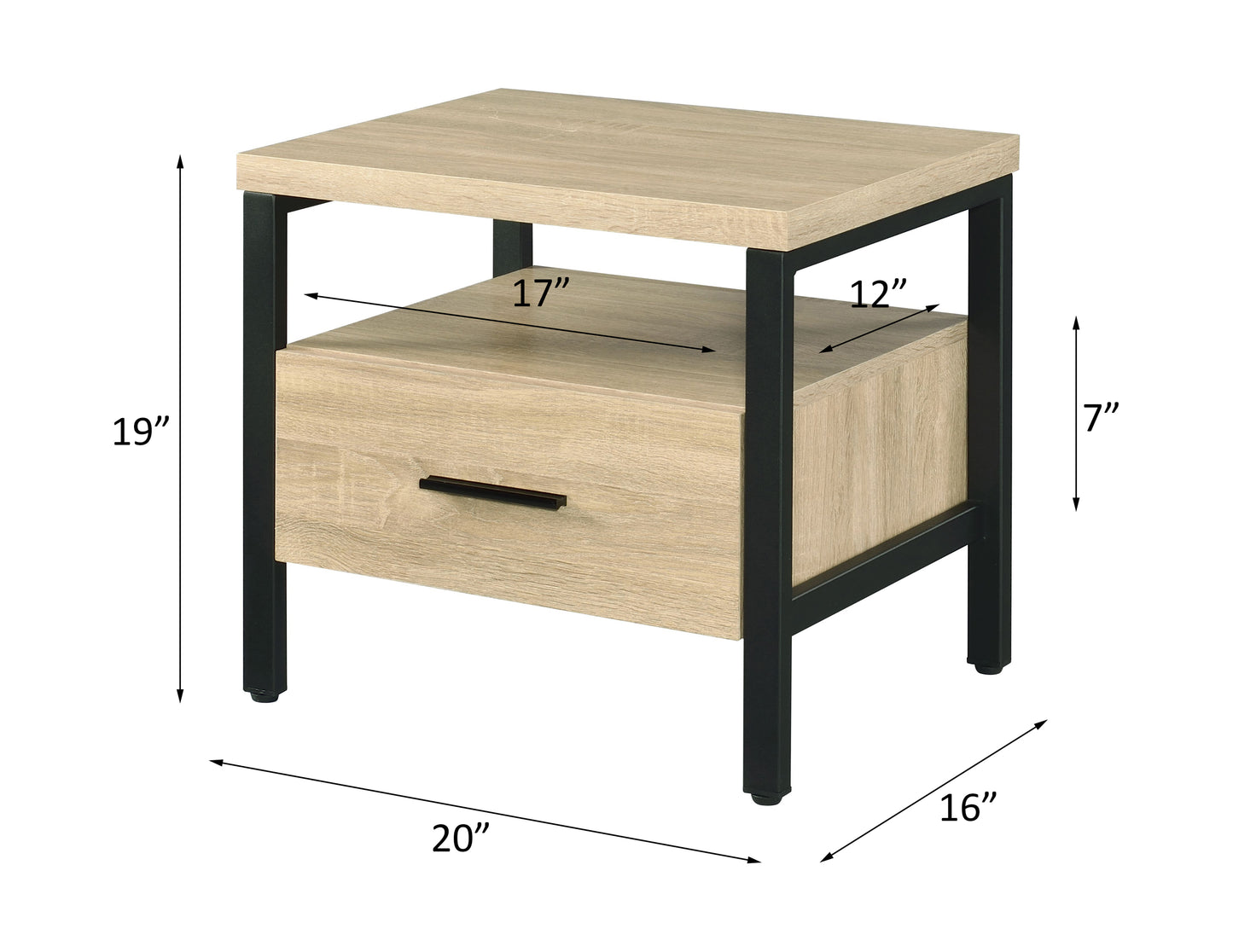 Yawan Oak & Black Finish Accent Table - Stylish & Modern Design