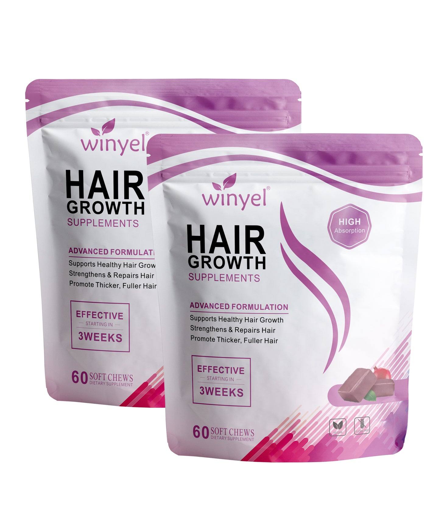 Hair Growth Soft Chews with Biotin for Thicker Fuller Hair - Mixed Berry