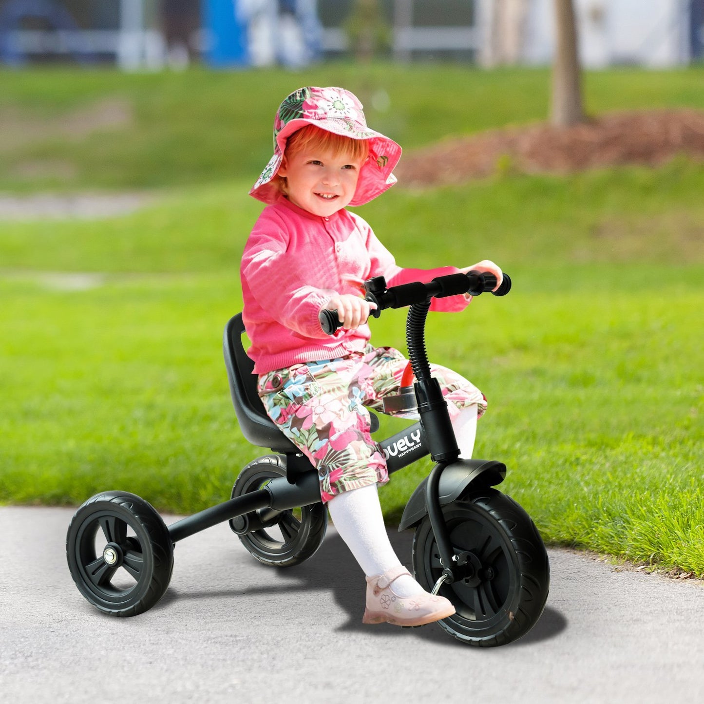 3-Wheel Indoor Outdoor Toddler Tricycle with Bell - Black