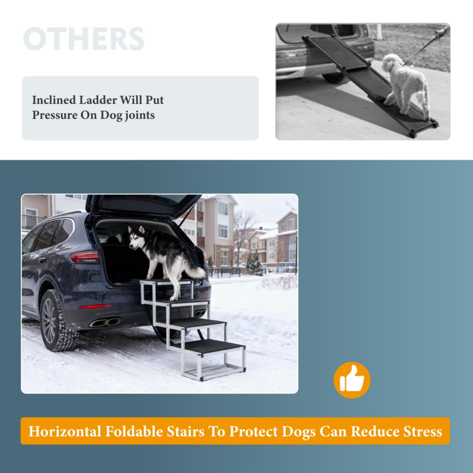Foldable Dog Ramp for Cars SUV Truck Large Dogs Non-Slip Lightweight Supports 250lbs