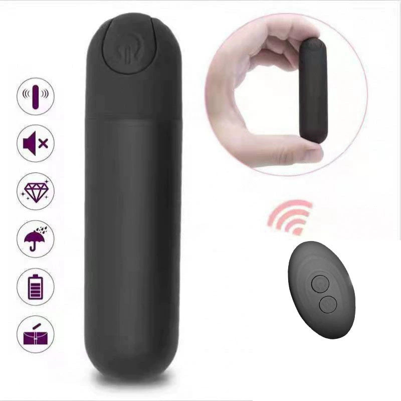 Wireless Remote Bullet Vibrator - Rechargeable Portable Adult Massager, Black