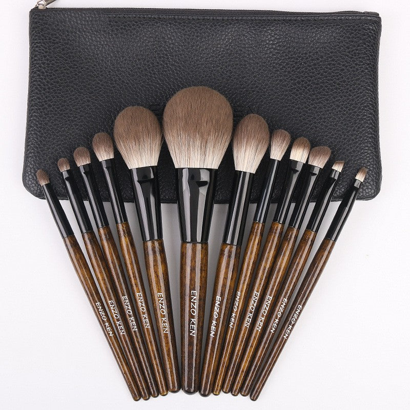12-Piece Makeup Brush Set Portable Soft Synthetic Fiber Cosmetics Tools