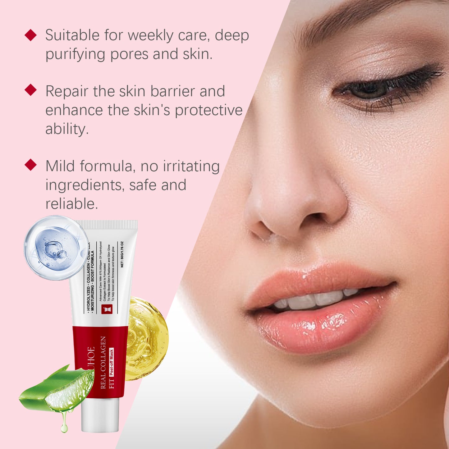 Collagen Peel-Off Facial Mask for Deep Cleansing, Firming and Moisturizing