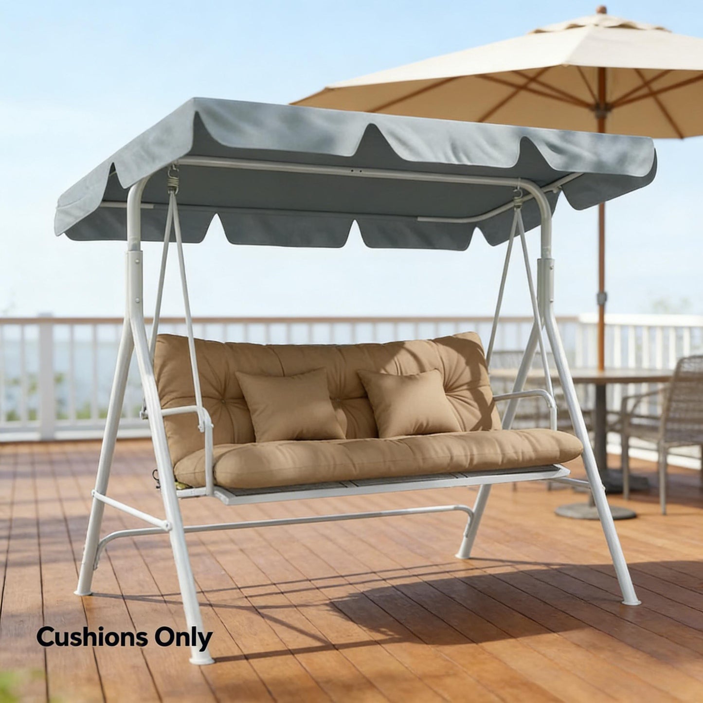 Tufted Outdoor Furniture Cushions Set - Khaki Seat & Back Pads