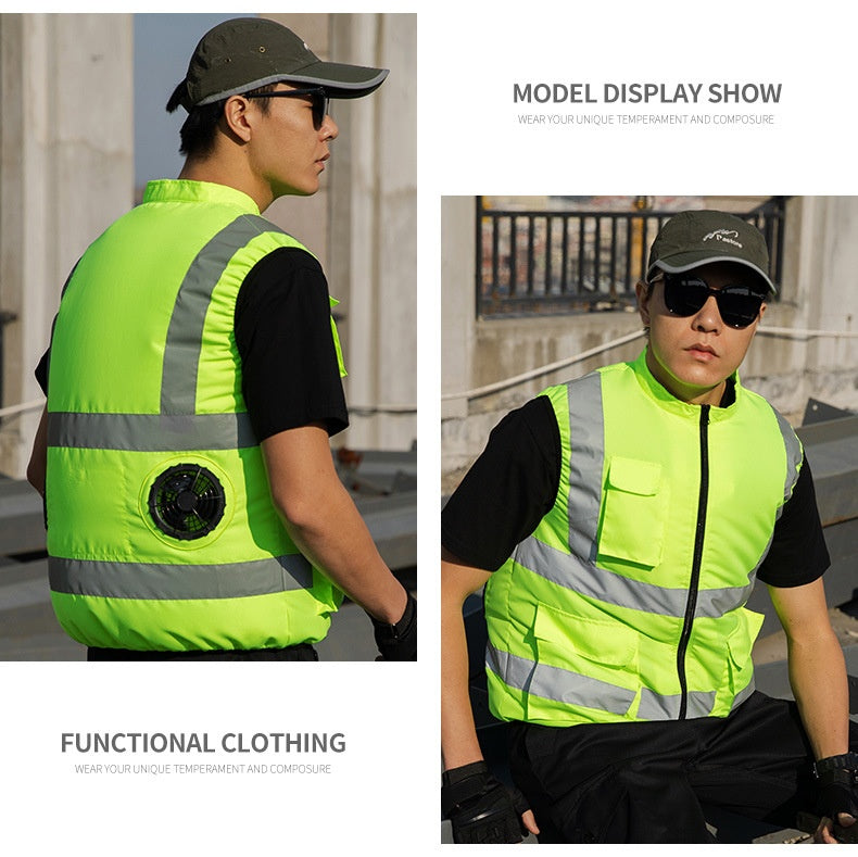 Cooling Reflective Vest with Air-Conditioning Fan for Adults