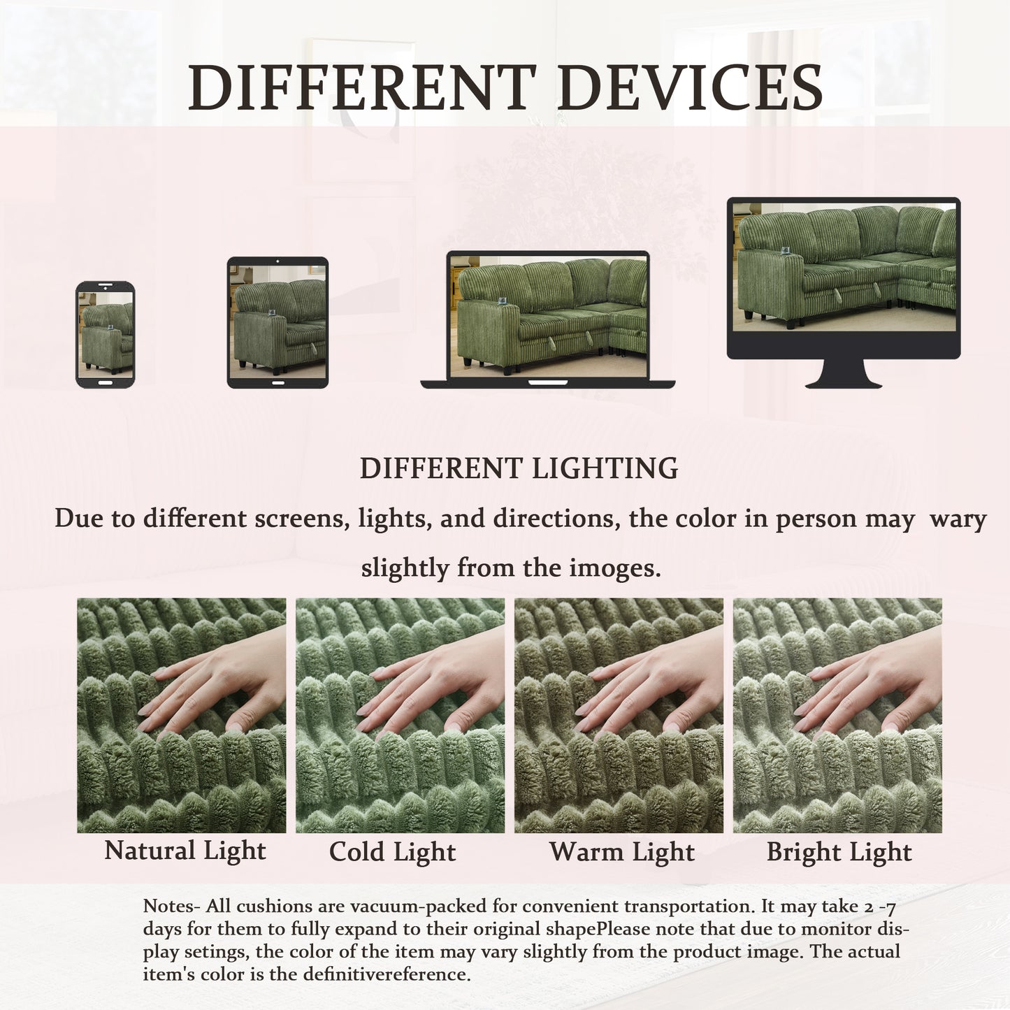 L-Shaped Sectional Sofa Bed with USB Charging & Storage - Olive Green