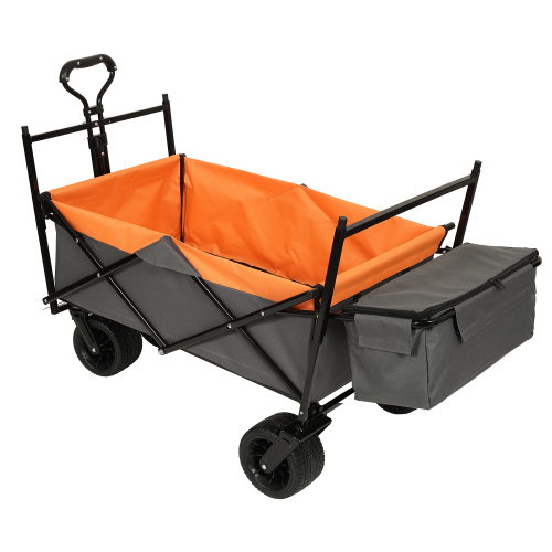 Large Capacity Collapsible Wagon with Canopy and Mosquito Net - All-Terrain Wheels, Foldable Garden Cart