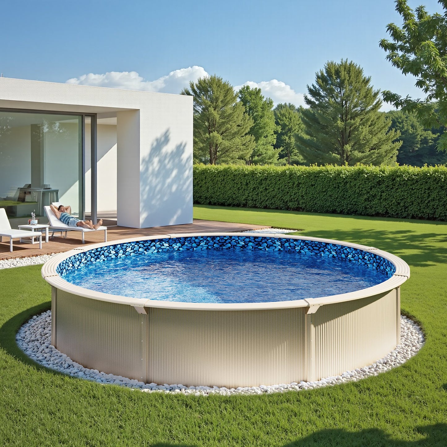 8ft Round Pool Liner with 54-inch Wall Height - Overlap Style, Blue