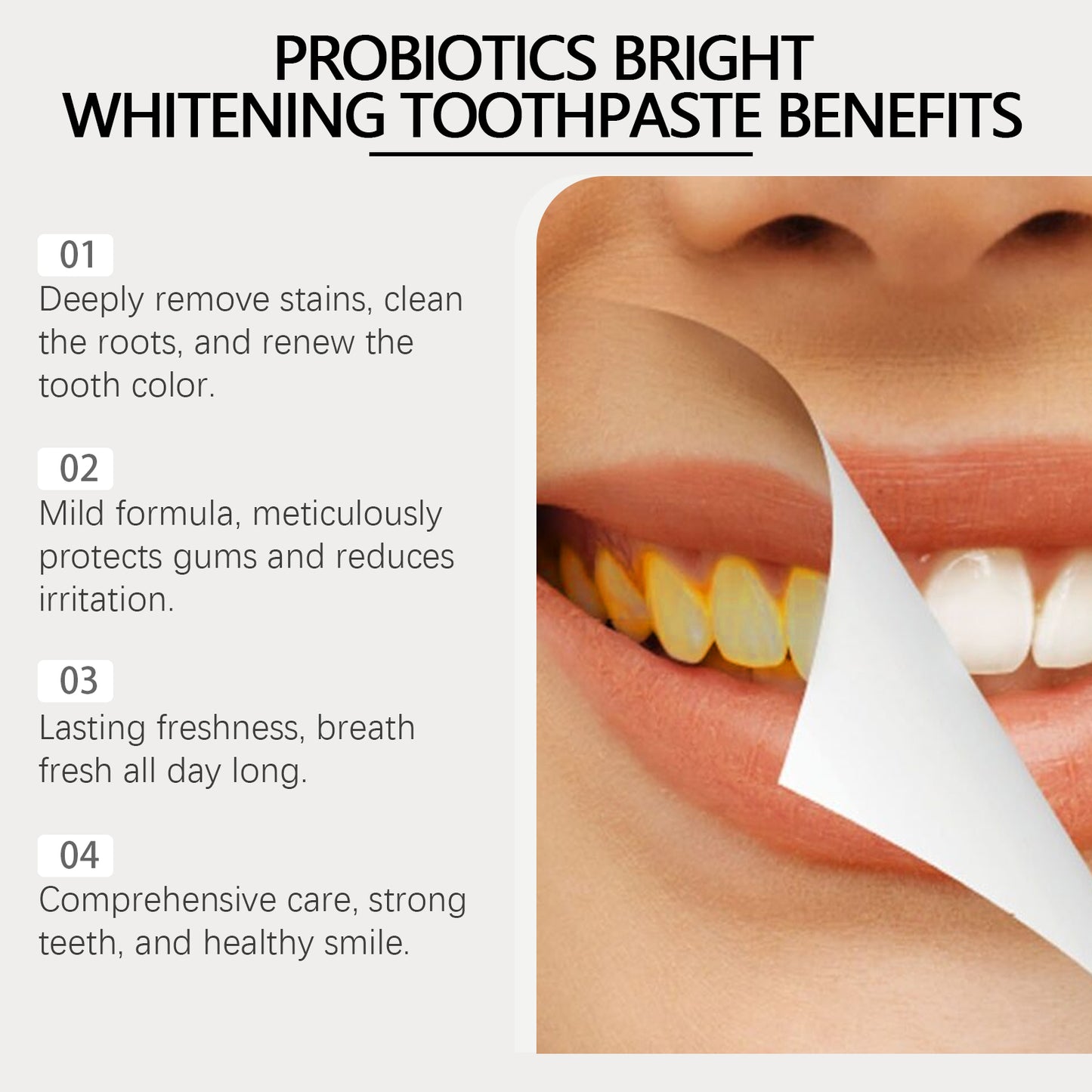 Probiotic Brightening Toothpaste for Stain Reduction and Gum Health