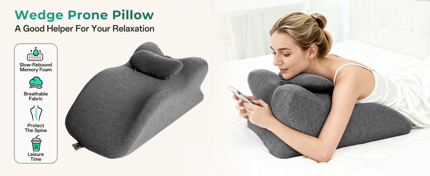 Ergonomic Spinal Posture Support Bed Pillow - Grey
