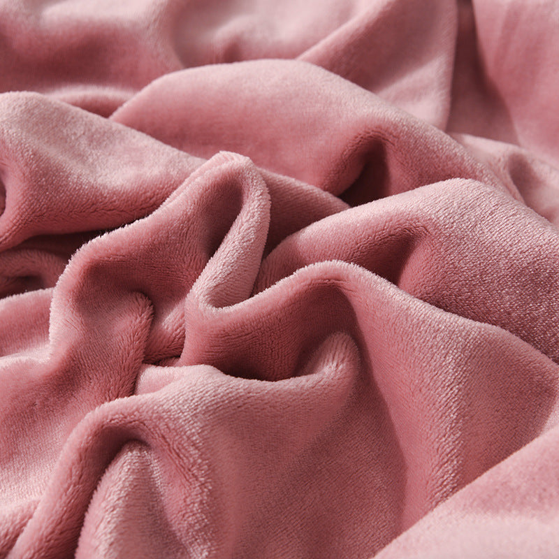 Thick Flannel Blanket for Bedroom and Dormitory Solid Color Winter Bedding