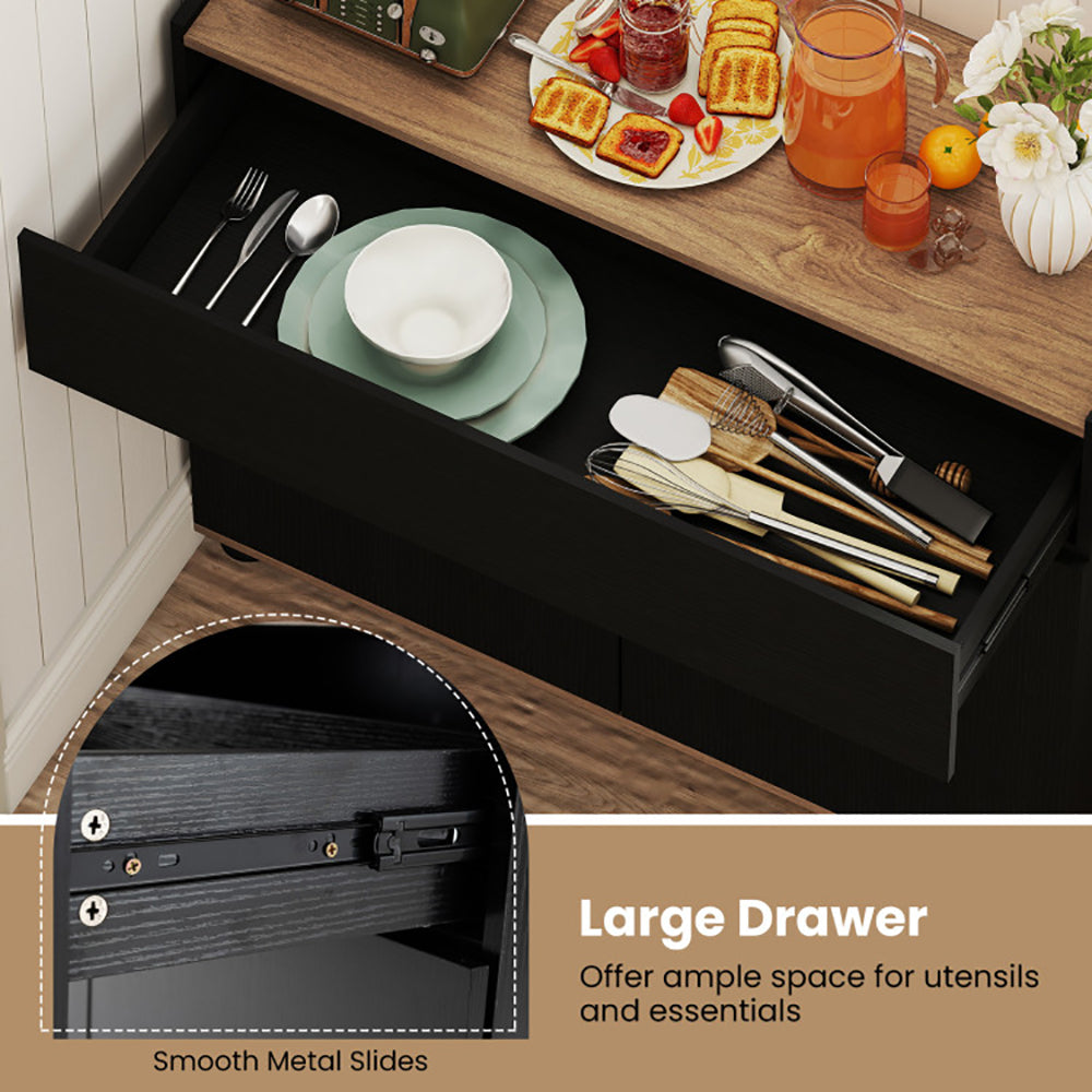 Sideboard Buffet Cabinet With Storage Wooden Kitchen 2 Anti-toppling