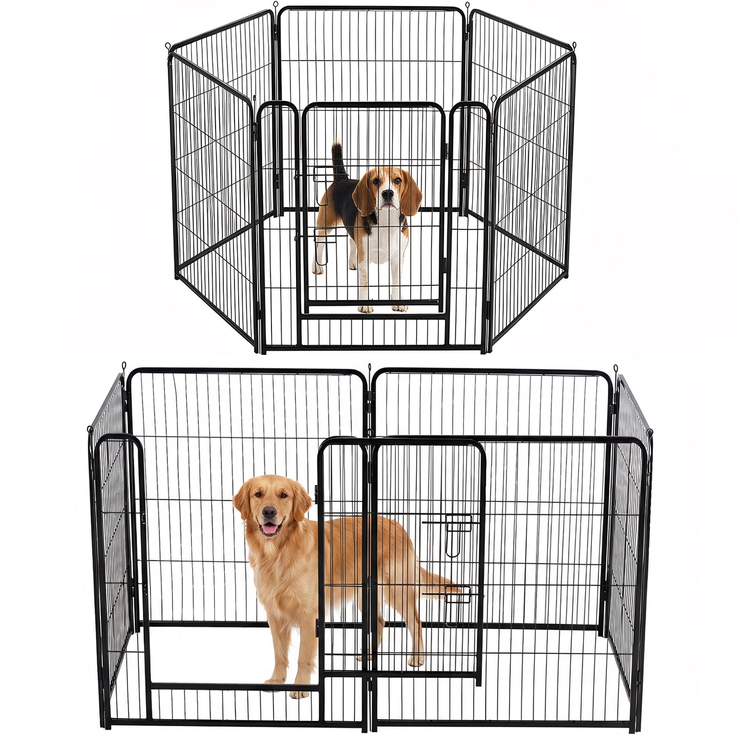 Foldable Metal Pet Fence with Door for Indoor & Outdoor Dog Safety - Multiple Sizes