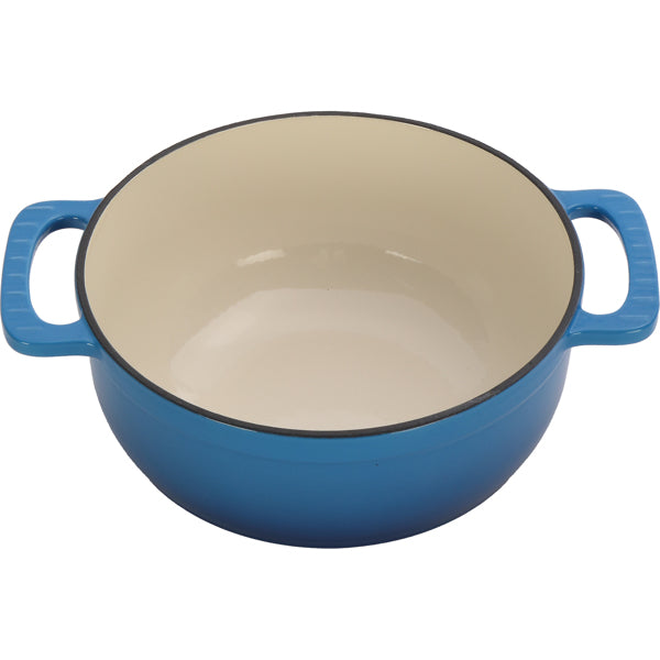 6QT Cast Iron Enamel Cooking Pot - Gradient Blue with Gloves