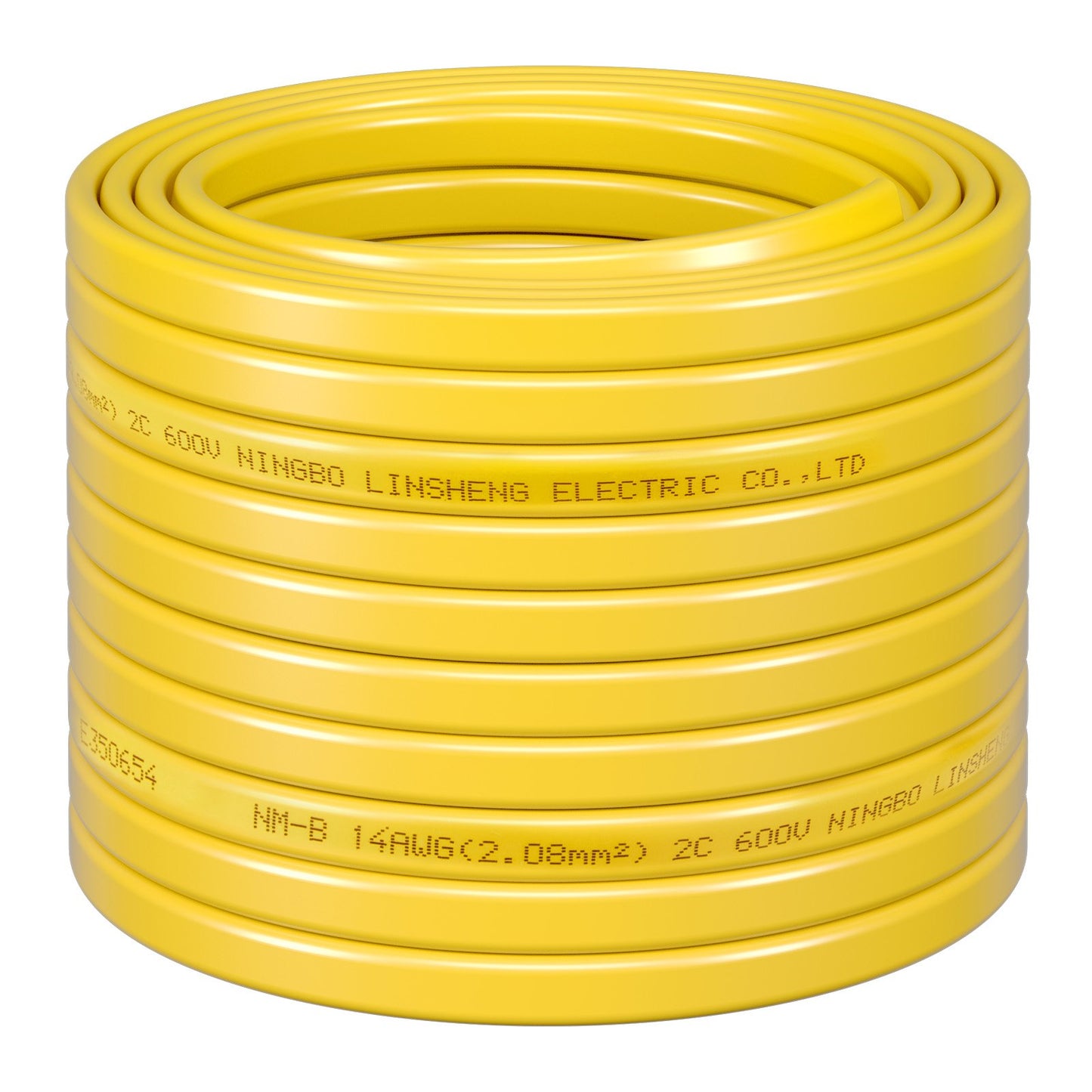 14AWG 2-Conductor Copper Electrical Wire 50Ft with Ground - Yellow