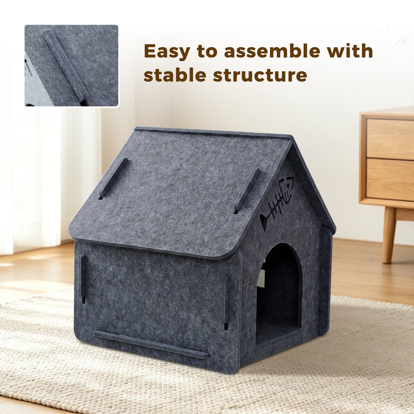 Pet Cat House with Self Pickup - Soft Cozy Cat Shelter in Multiple Colors