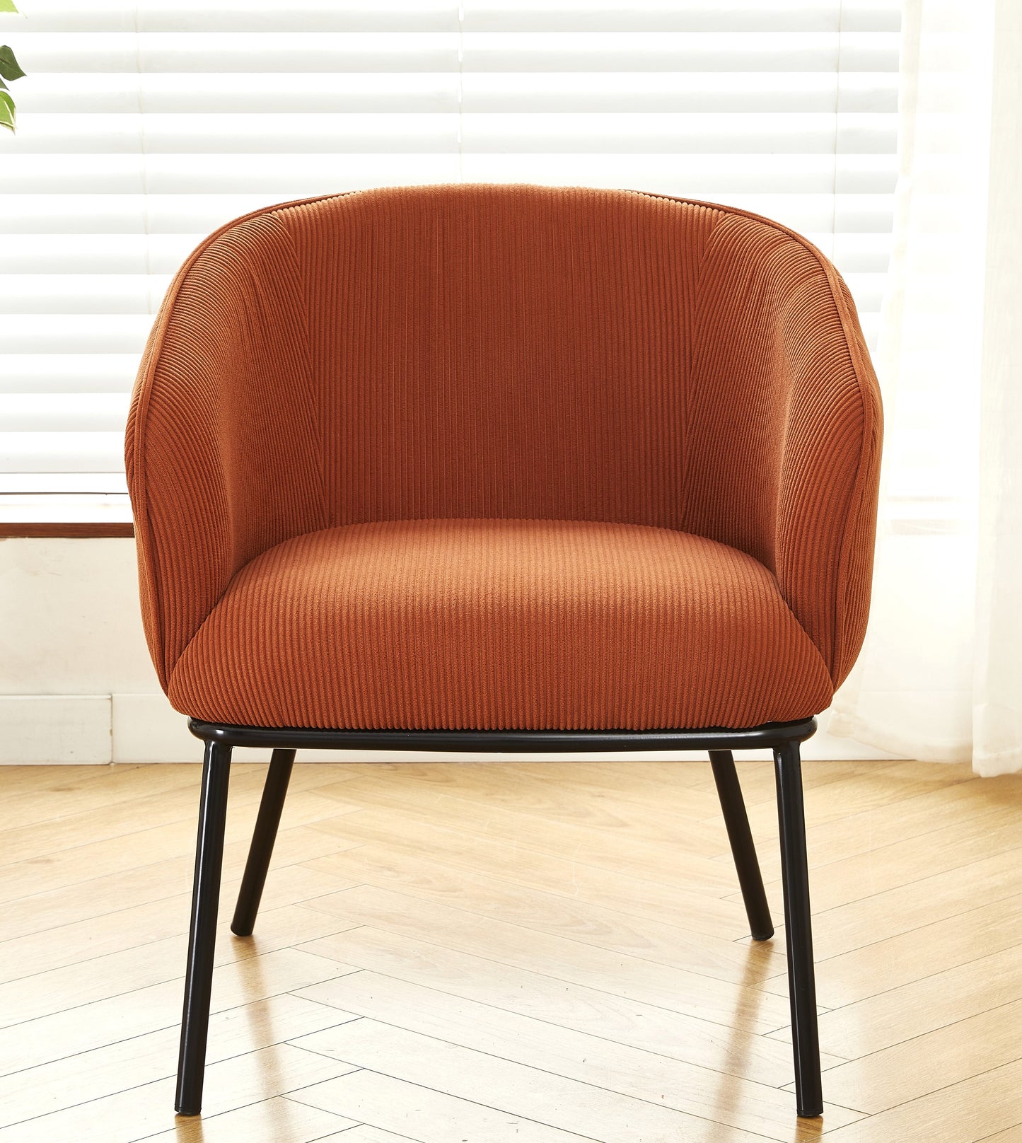 Modern Corduroy Accent Chair, Upholstered Armchair With Metal Legs,