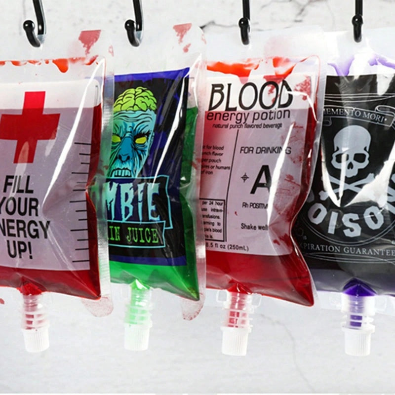 21-Pack Reusable Halloween Blood Drink Bags with Funnels