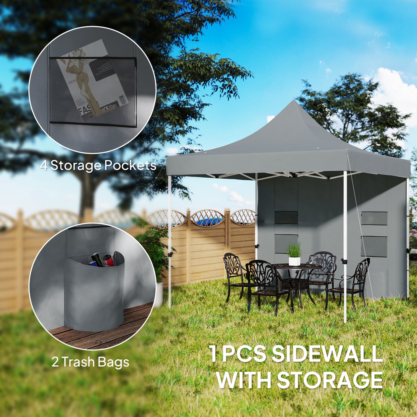 10'x10' Heavy Duty Pop Up Canopy Tent with Sidewalls - Gray