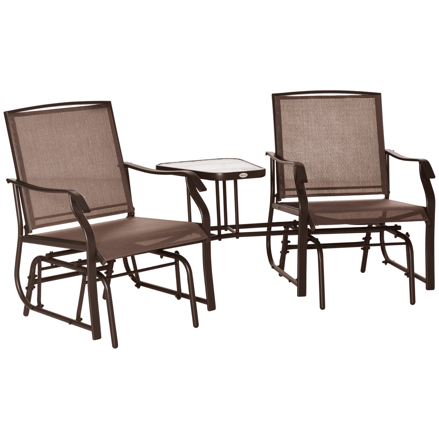 Outdoor Glider Chair and Coffee Table Set - 2-Seater Swing Loveseat