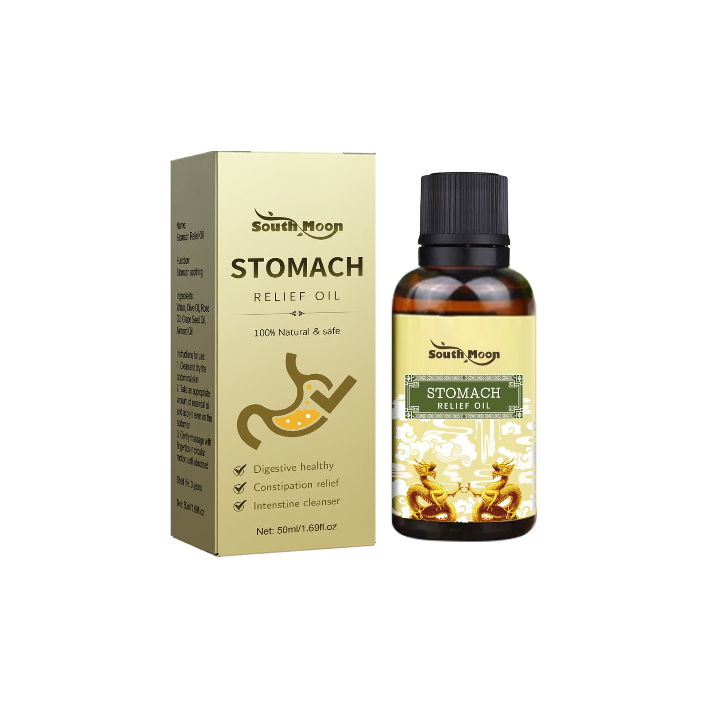 Stomach Relief Massage Oil - Digestive Health & Abdominal Care, 50ml