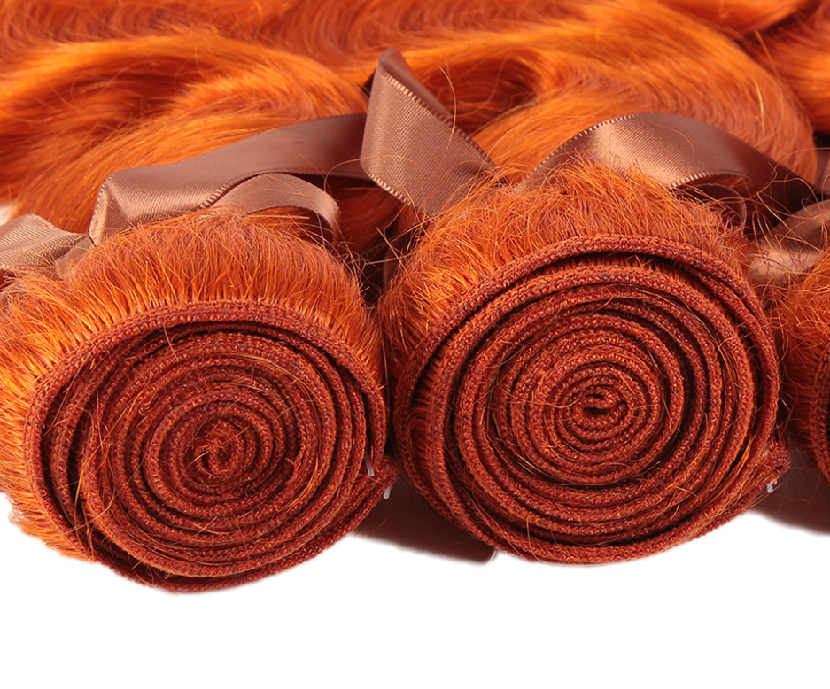 Human Hair Curtain Block Orange Europe & America - Natural Hair Wig